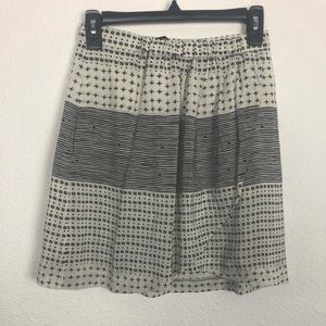 Madewell 100% Silk Mixed Print Skirt White Black  XSmall
